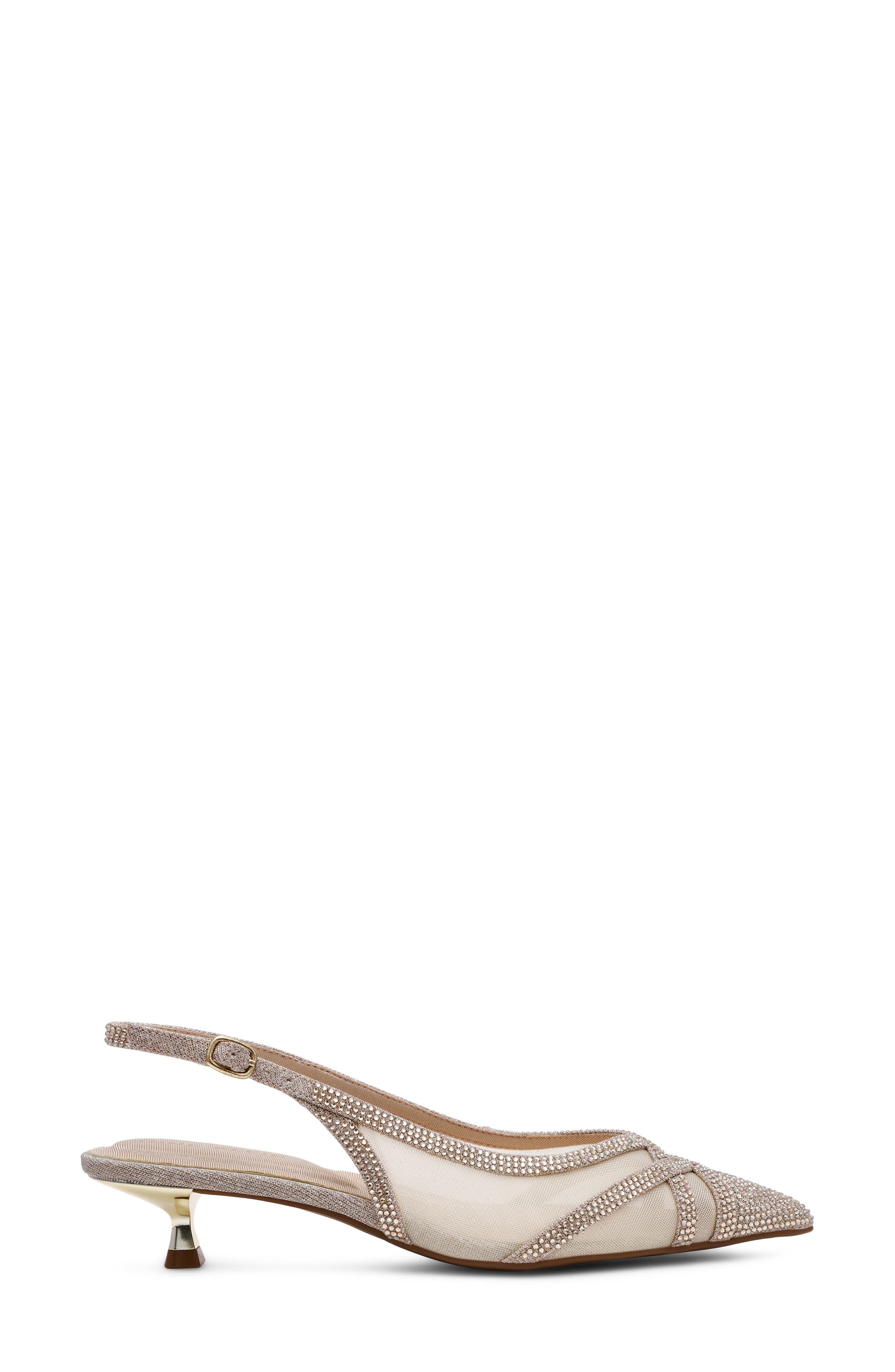 Anne Klein Jolene Kitten Heel Slingback Pump, Alternate, color, Platinum Crystal