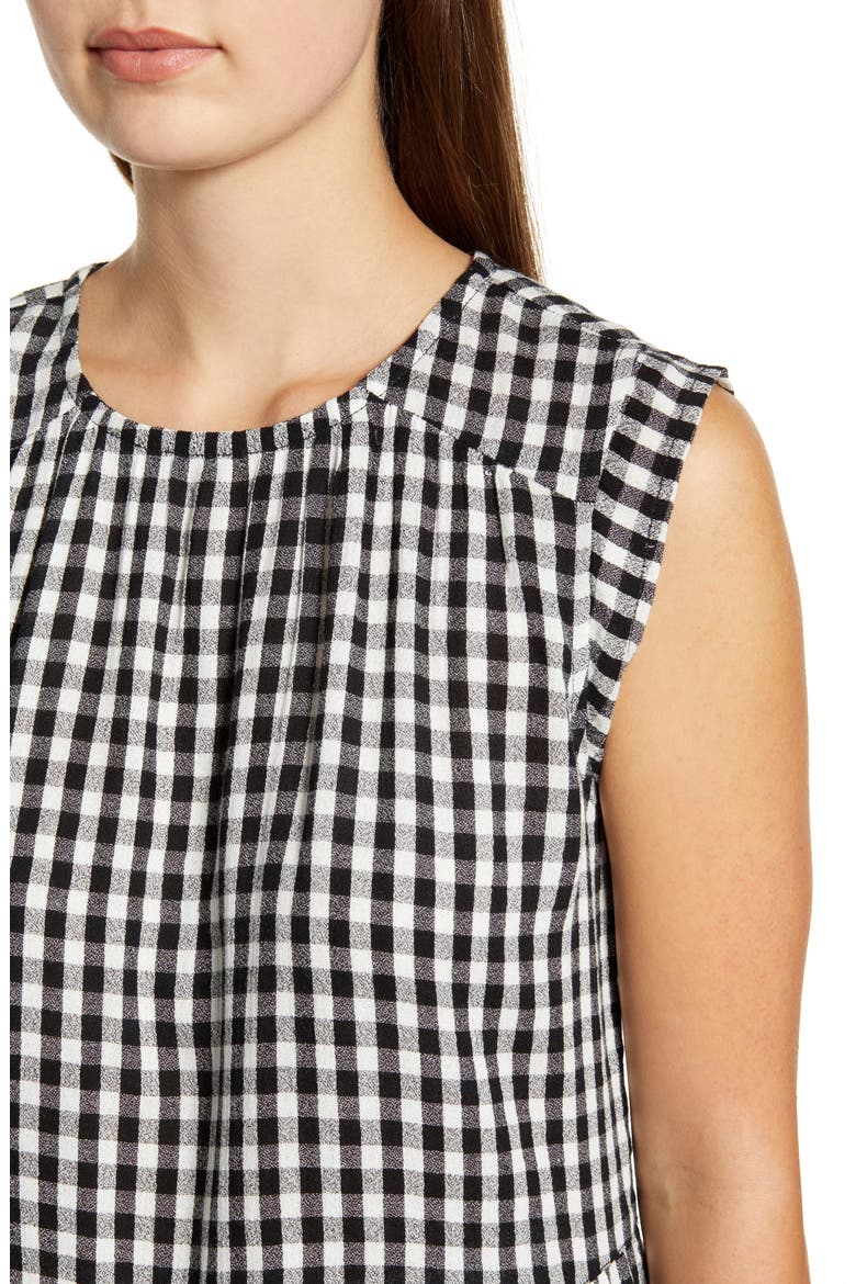 Flutter Hem Woven Tank, Alternate, color, BLACK WHITE CHAMBRAY PLAID