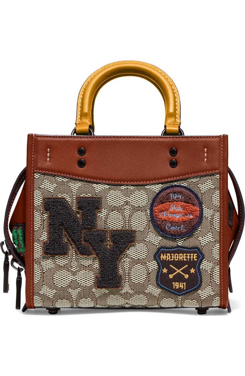 COACH Signature Logo Jacquard Appliqué Shoulder Bag, Main, color,