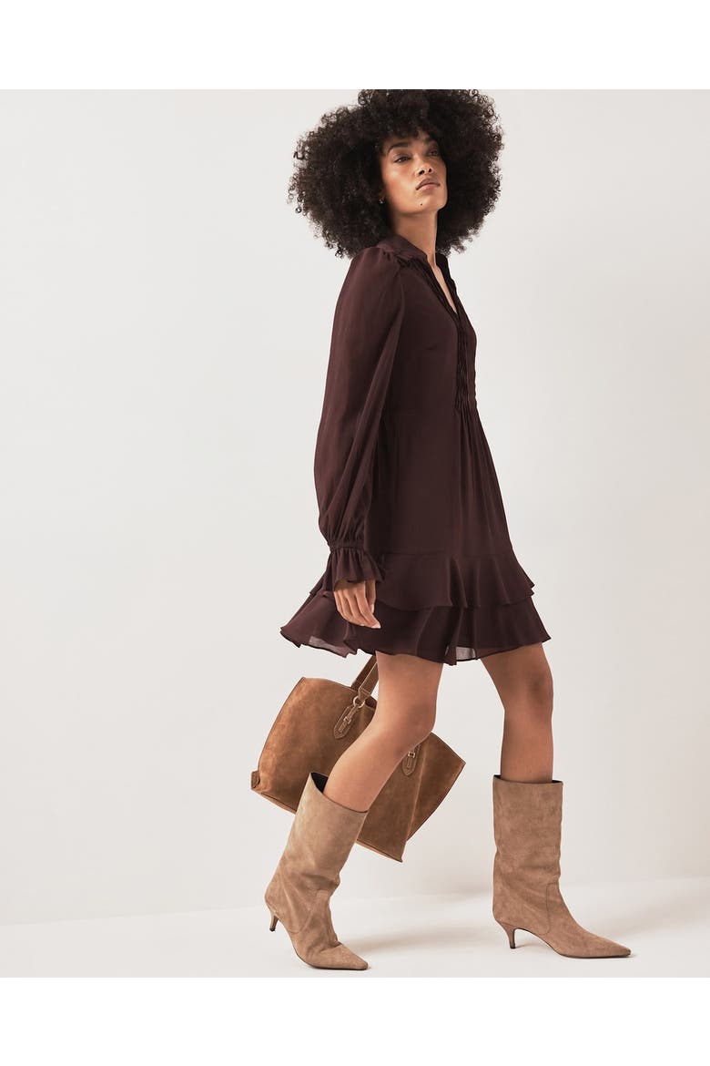 Ruffle Mini Dress, Alternate, color, Burgundy