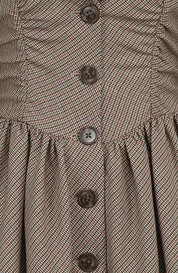 Sable Puppytooth Check Long Sleeve Lace Trim Minidress