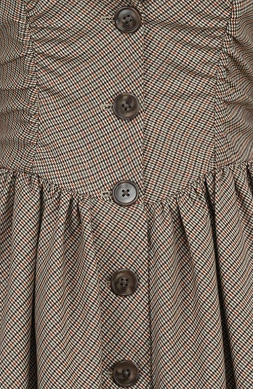HOUSE OF CB HOUSE OF CB SABLE PUPPYTOOTH CHECK LONG SLEEVE LACE TRIM MINIDRESS 