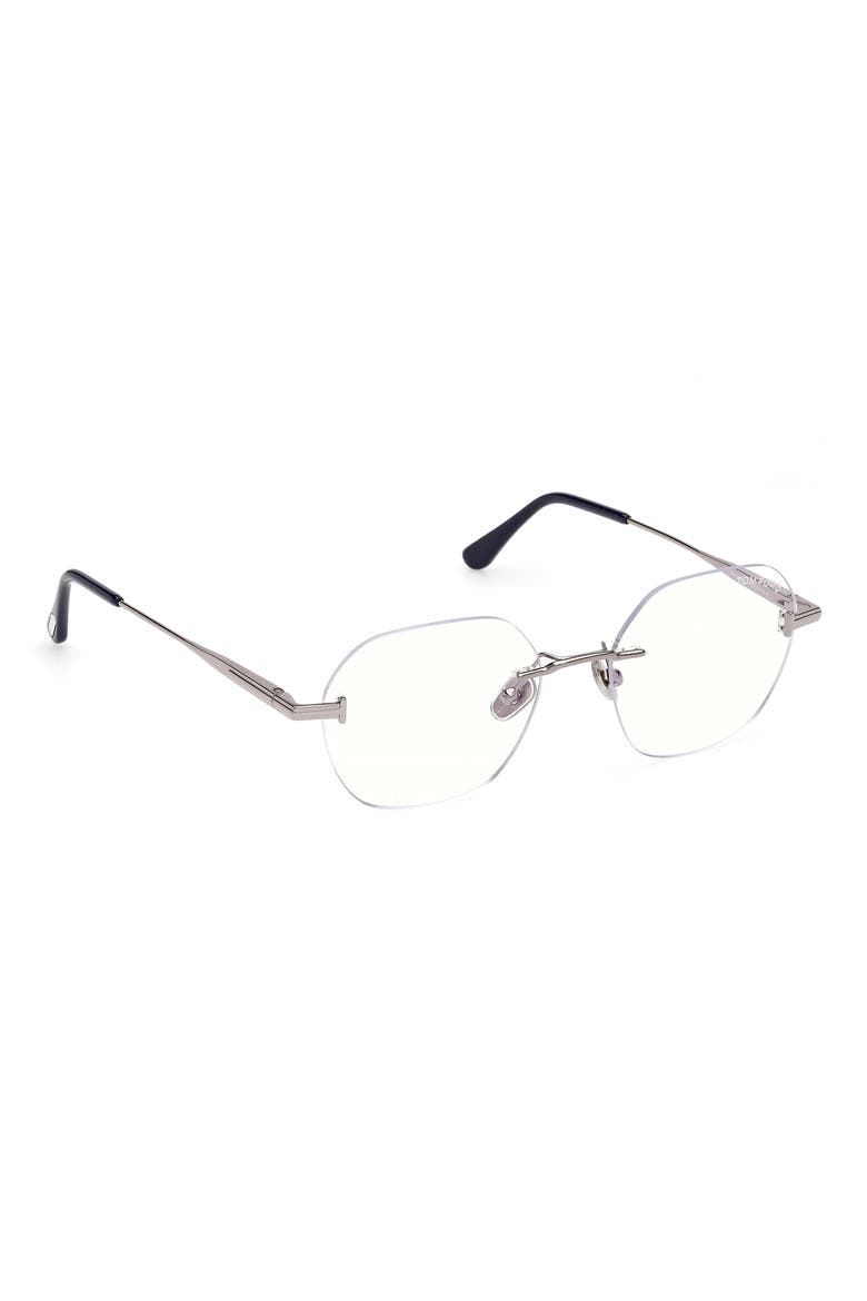 52mm Geometric Optical Glasses, Alternate, color, LIGHT RUTHENIUM / NAVY BLUE