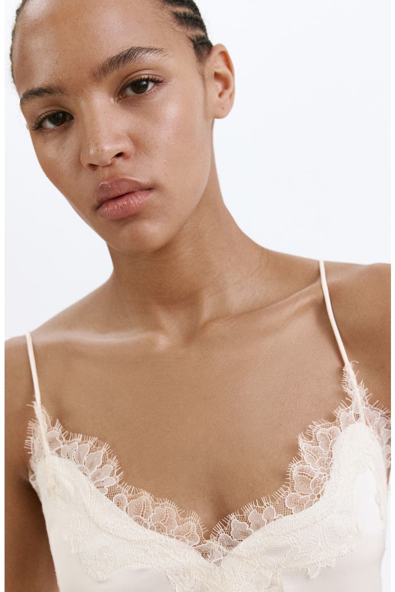 Asymmetrical Lace Lingerie Top, Alternate, color, IVORY WHITE
