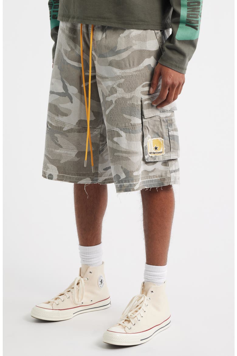 Camo Cargo Shorts, Alternate, color, GREY