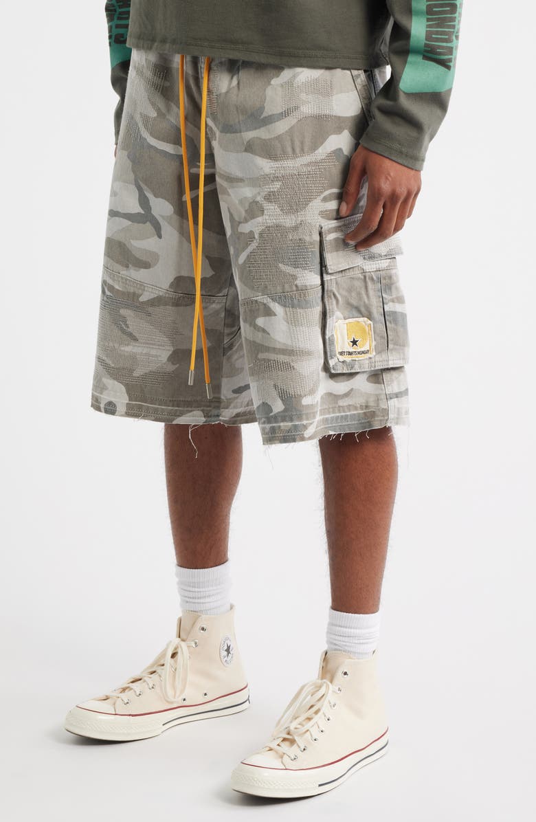 DIET STARTS MONDAY Camo Cargo Shorts, Alternate, color, Grey