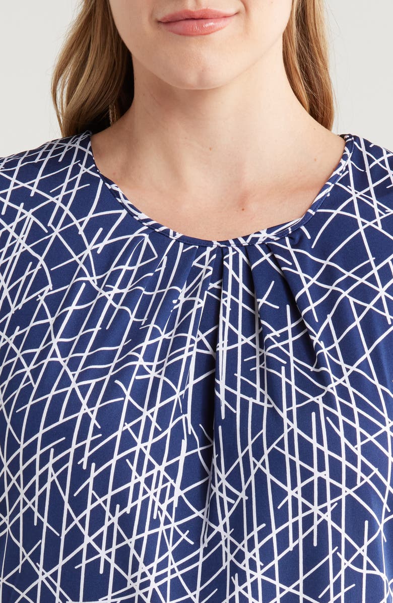 24seven Comfort Apparel Print Pleated Sleeveless Jersey Shell, Alternate, color, 