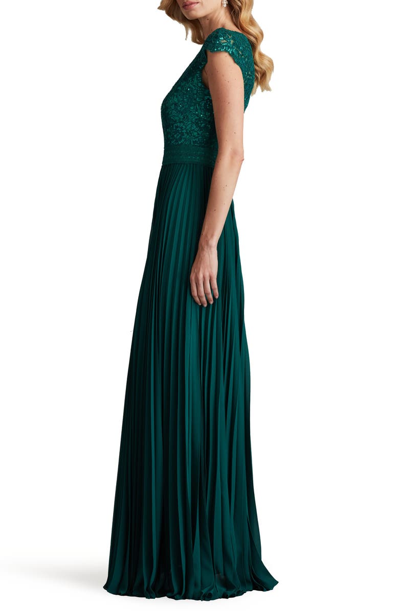 Tadashi Shoji Sequin Lace Cap Sleeve Gown, Alternate, color, 