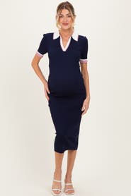 PinkBlush Collared Colorblock Midi Dress