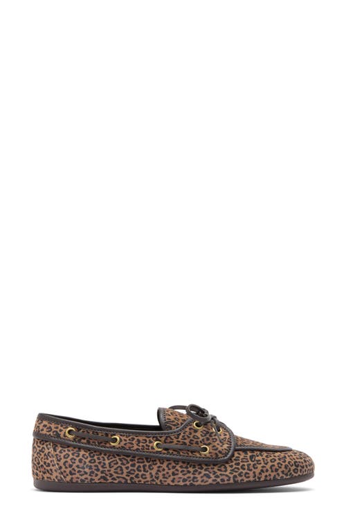 Jeffrey Campbell Boast Boat Shoe In Tan Black Cheetah Suede