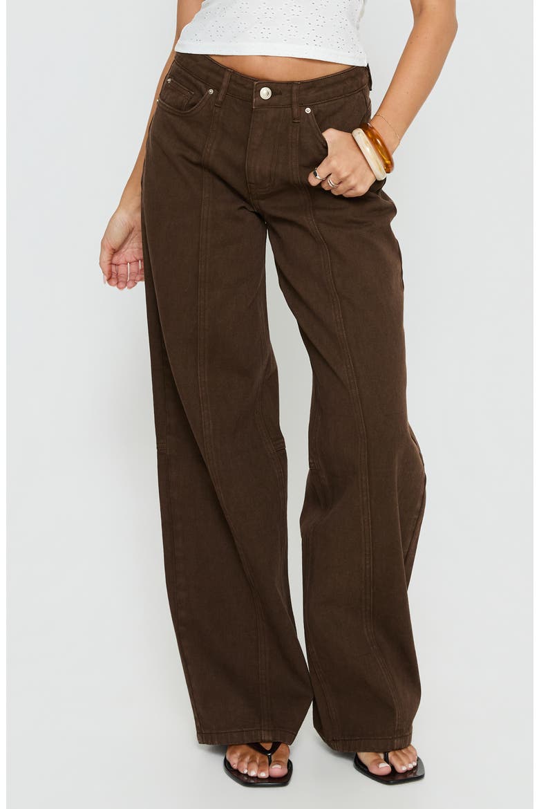 Lando Low Rise Straight Leg Jeans, Main, color, CHOCOLATE