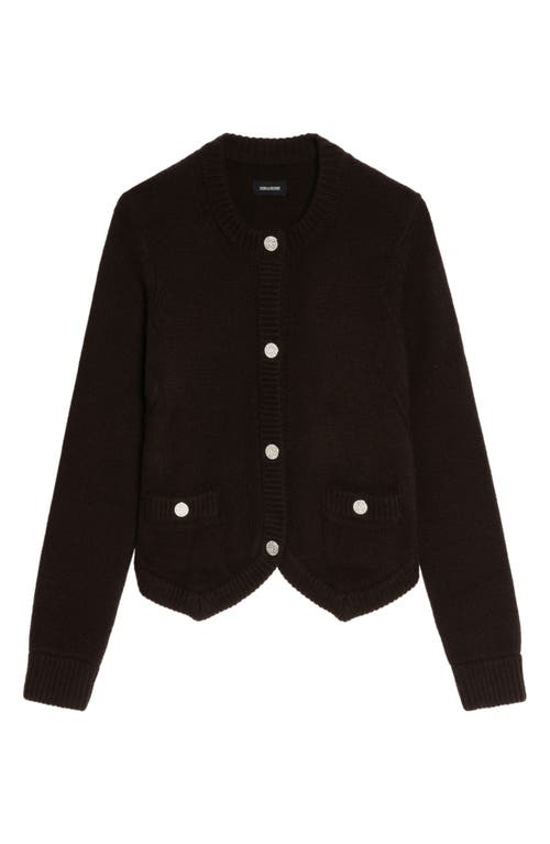 Zadig & Voltaire Westia Rhinestone Button Cashmere Cardigan In Brown