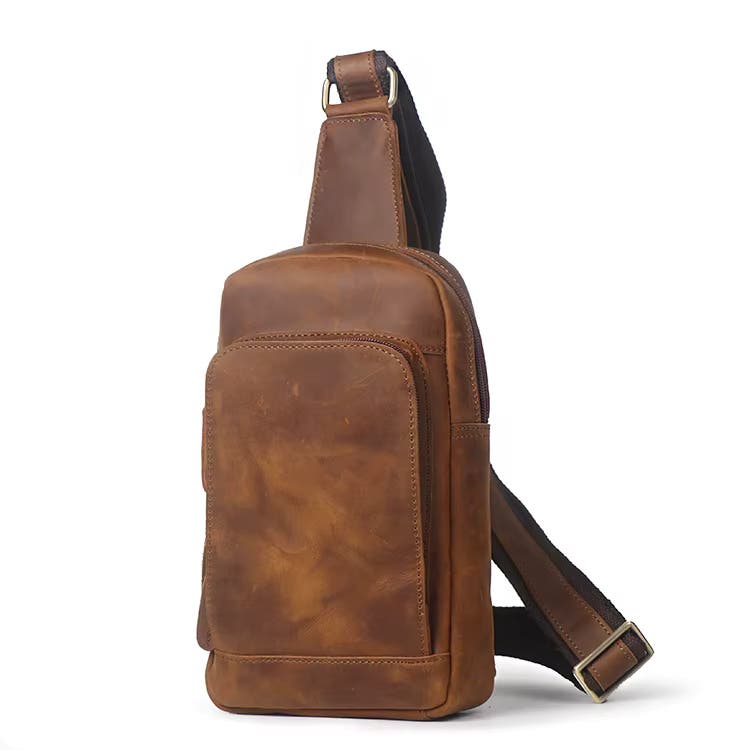 STEEL HORSE LEATHER Erling Leather Sling Bag | Crossbody Leather Pack, Alternate, color, Brown