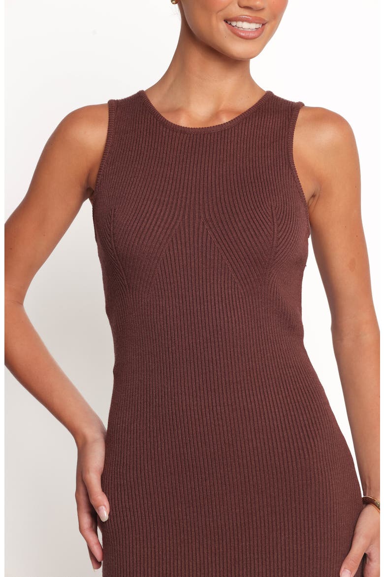 Hollis Sleeveless Rib Midi Dress, Alternate, color, CHOCOLATE