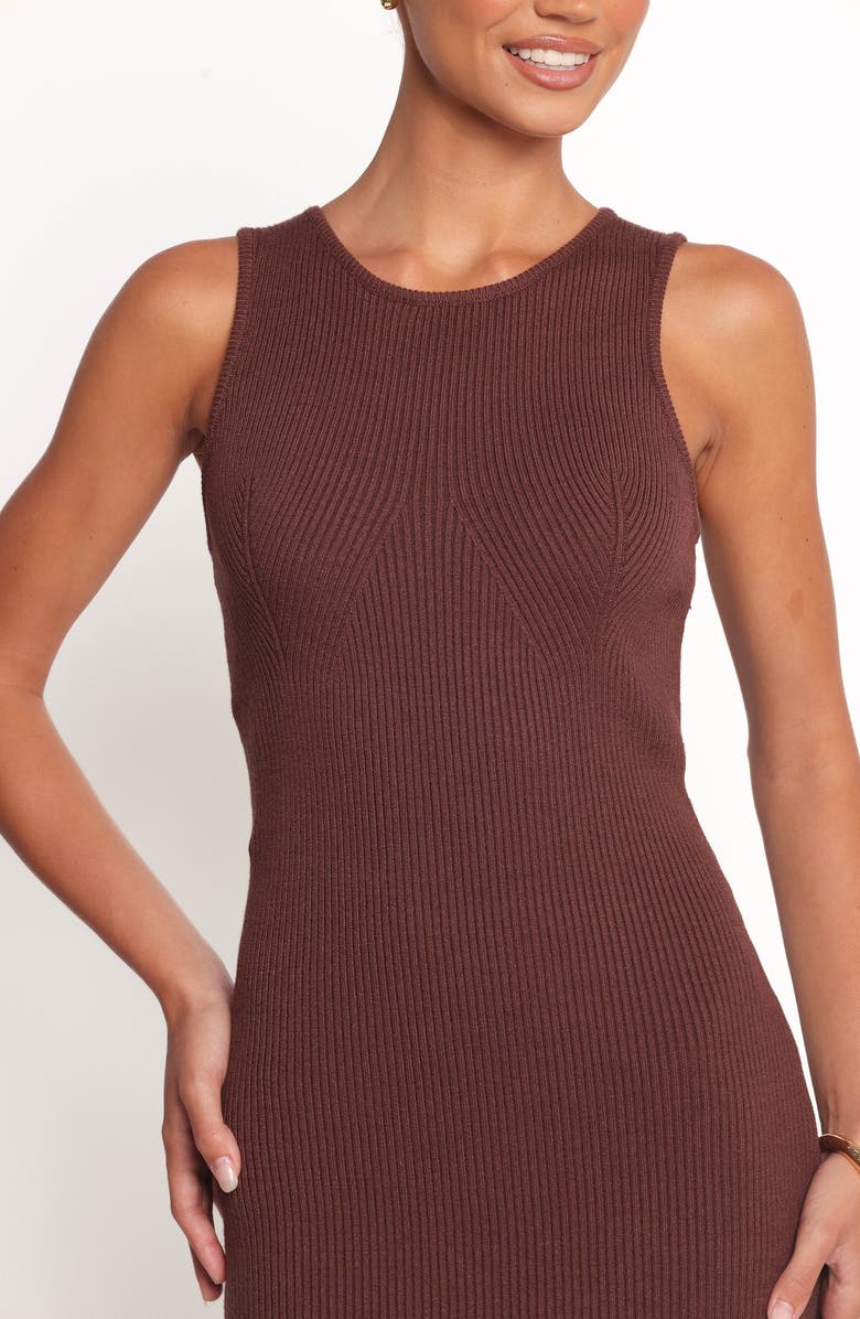 Petal & Pup Hollis Sleeveless Rib Midi Dress, Alternate, color, Chocolate