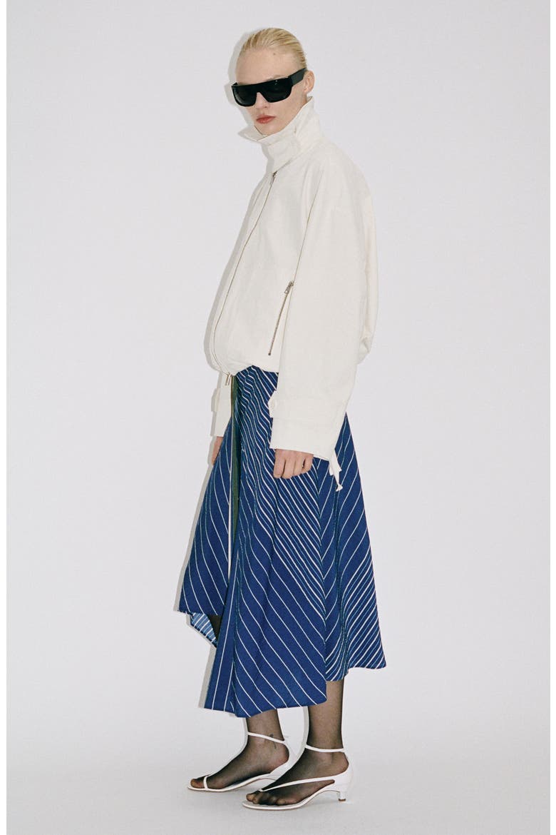Stripe Belted Asymmetric Midi Skirt, Alternate, color, BLUE