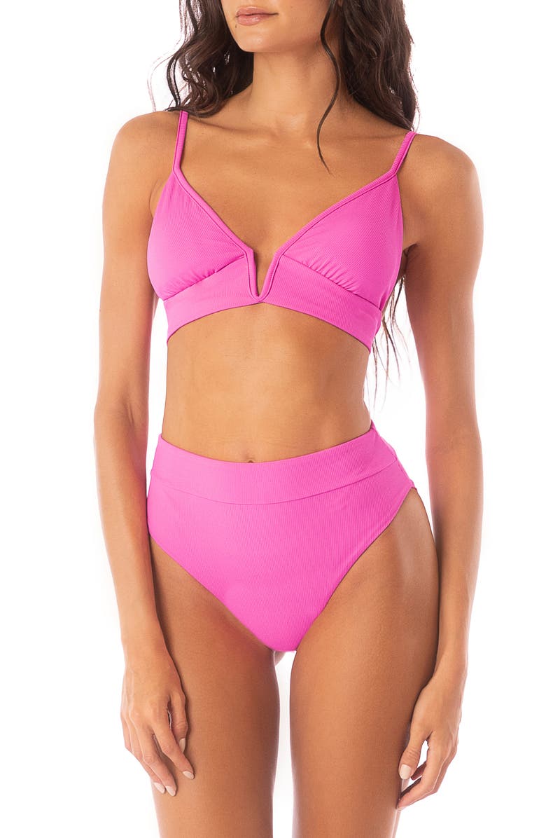 Maaji Suzy Q Reversible High Rise Bikini Bottoms, Alternate, color, Pink