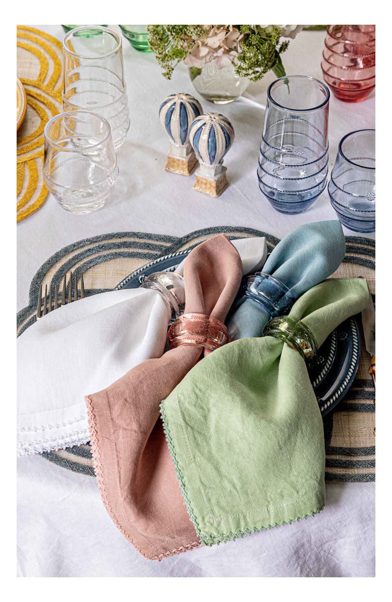 Juliska Set of 4 Berry Scallop Linen Napkins, Alternate, color, Light Blue