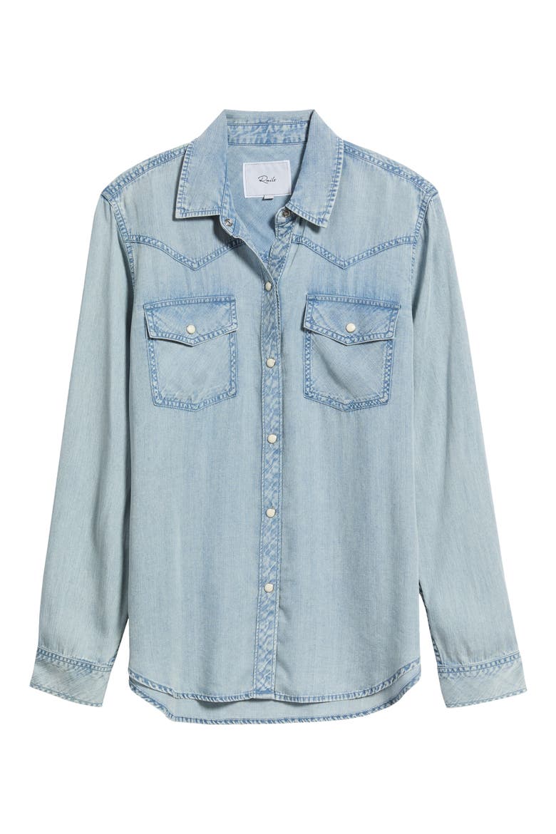 Remi Chambray Pearl Snap Shirt, Alternate, color, CREEKSIDE INDIGO