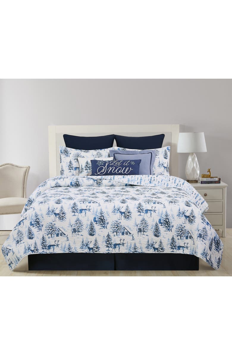 C&F Home Frasier Cotton Quilt Set  - Reversible and Machine Washable, Alternate, color, Blue
