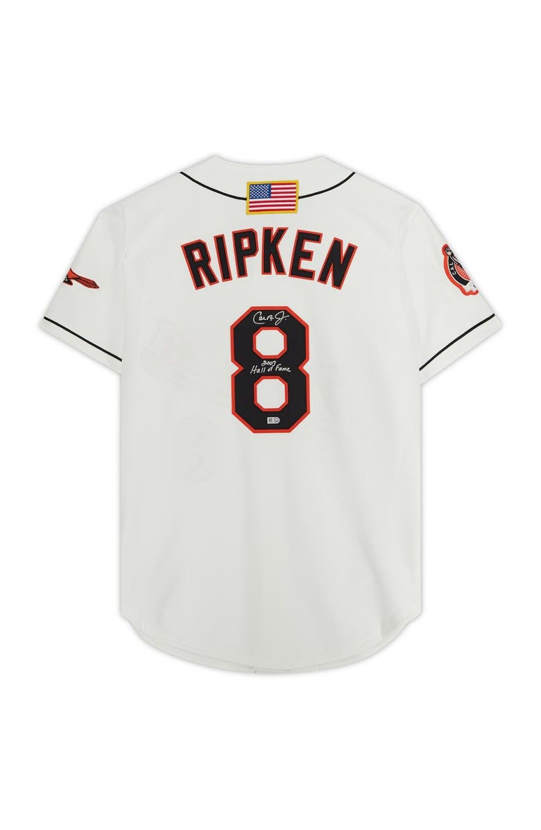 FANATICS AUTHENTIC Cal Ripken Jr Baltimore Orioles Autographed White 2001 Mitchell & Ness Authentic Jersey with "2007 Hall of Fame" Inscription, Alternate, color, 