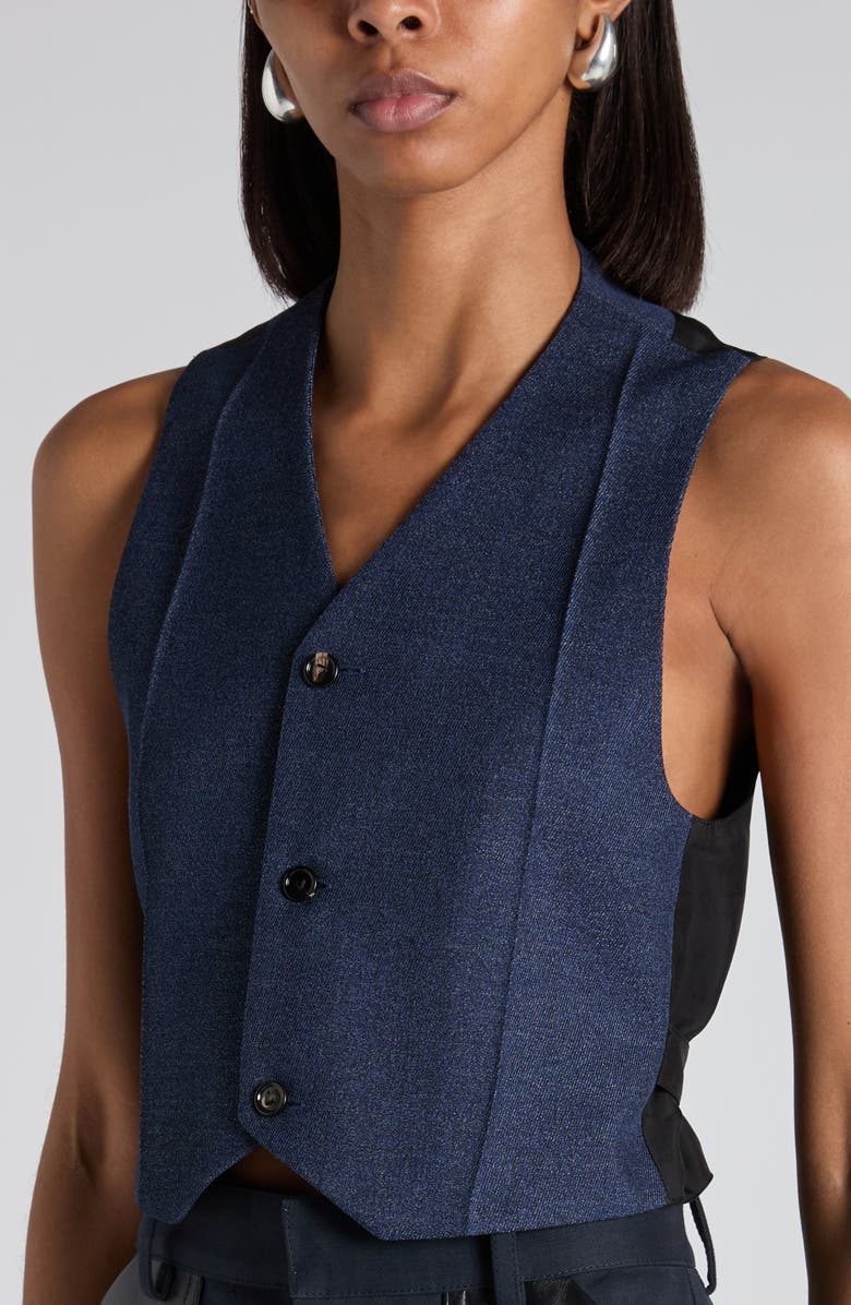 Bottega Veneta Denim Effect Mélange Wool Drill Vest, Alternate, color, 