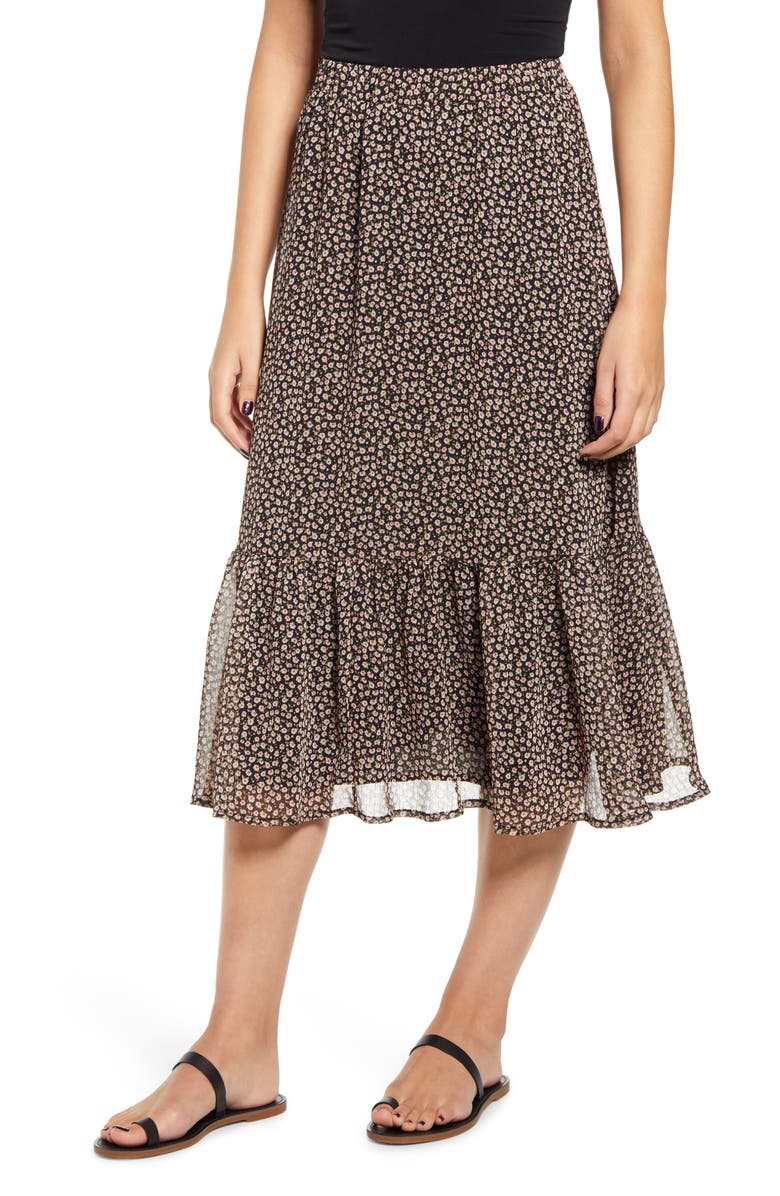 Ten Sixty Sherman Ruffle Hem Midi Skirt, Main, color,