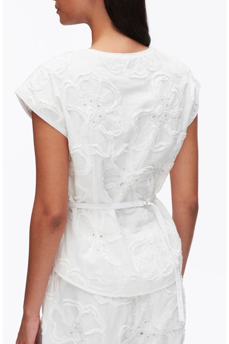 3D Floral Embroidered Top, Alternate, color, WHITE