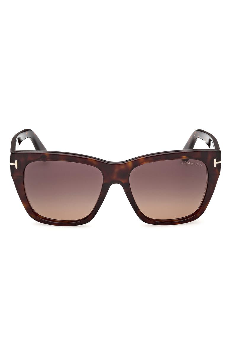 TOM FORD Flynn 55mm Gradient Butterfly Sunglasses, Main, color, Dark Havana / Plum Sand