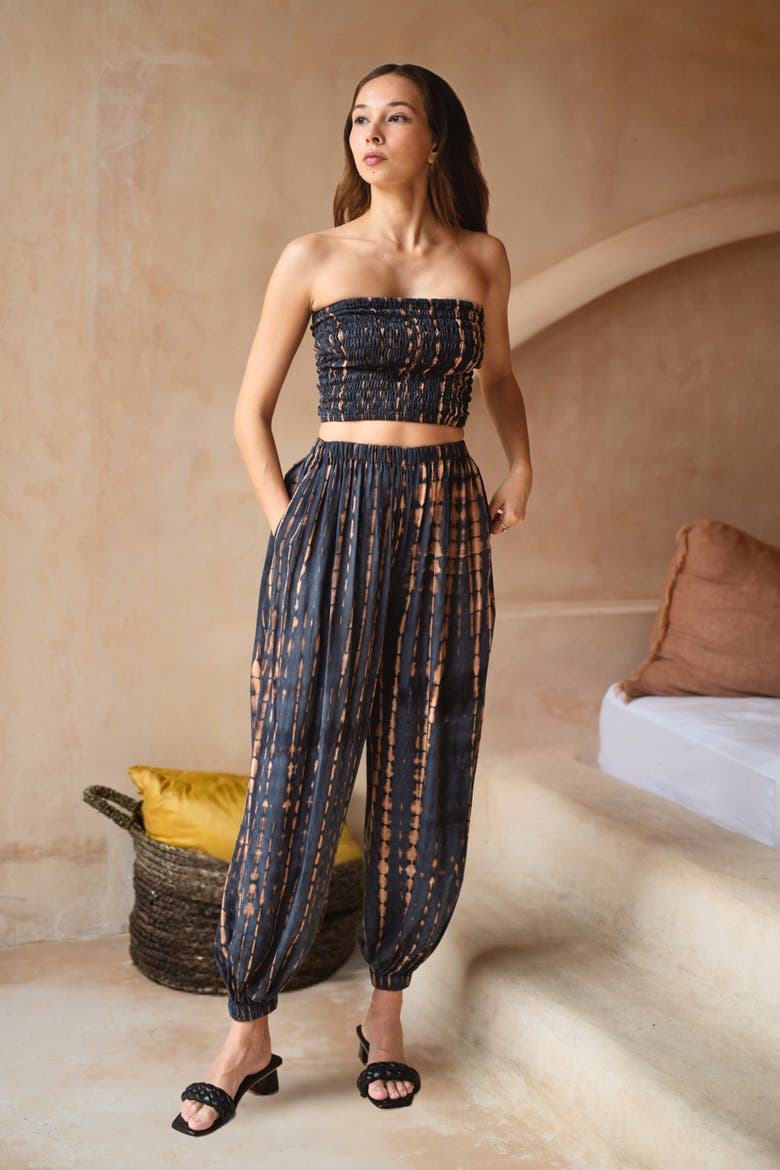 Jane Balloon Pants With Matching Tube Top Set, Alternate, color, Deep Sea Blue