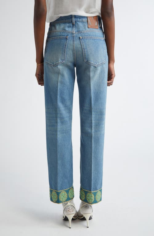 Valentino Garavani Jacquard Trim Straight Leg Jeans In Blue
