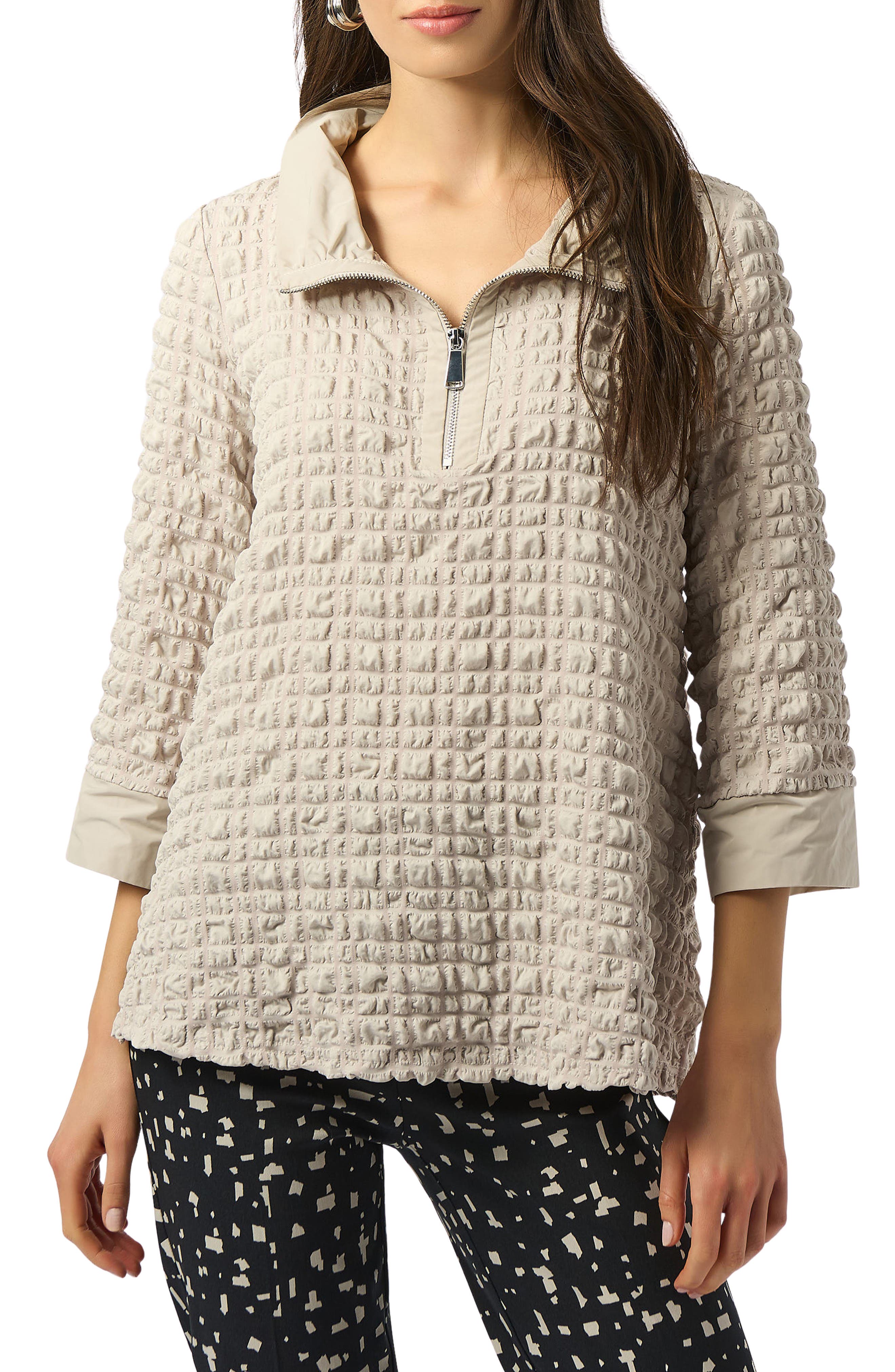 Bubble Jacquard Half Zip Top