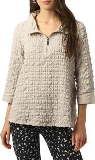 Joseph Ribkoff Bubble Jacquard Half Zip Top