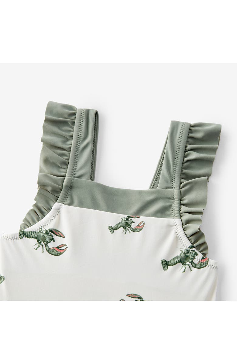 Milkbarn Ruffle Square Neck Swimsuit, Alternate, color, Mint Lobster