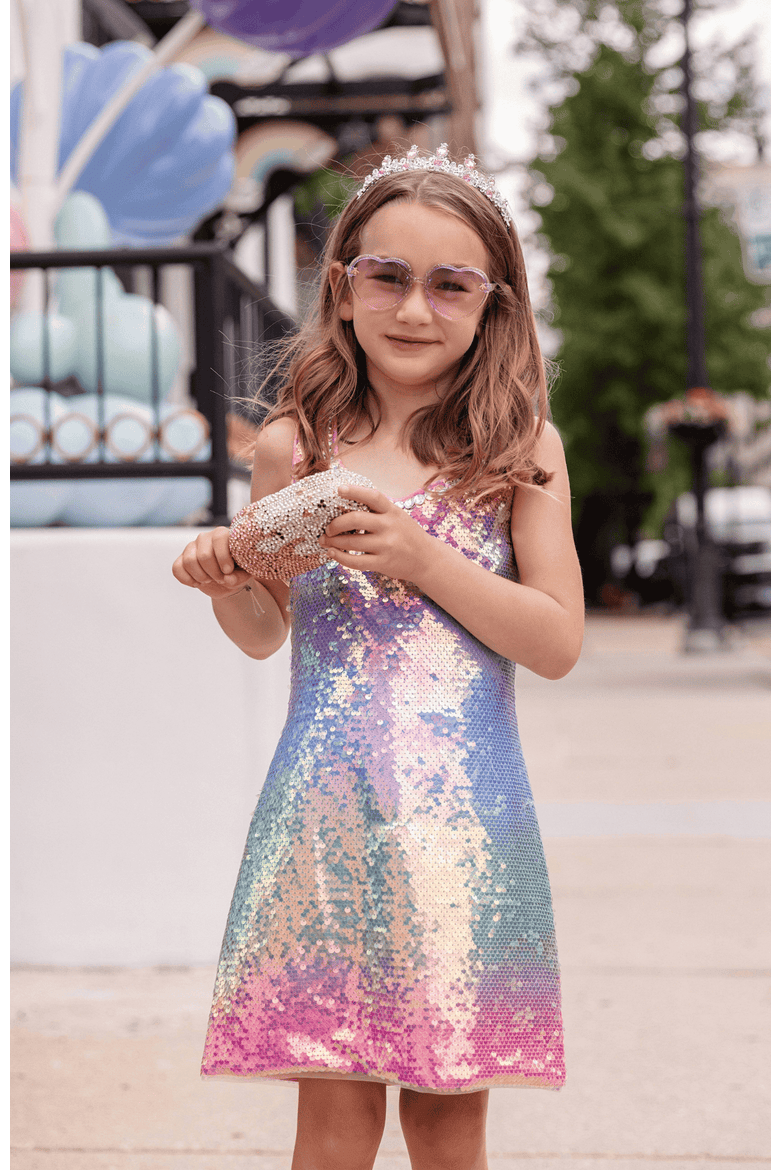Rainbow Sunset Gem Dress, Alternate, color, Pink