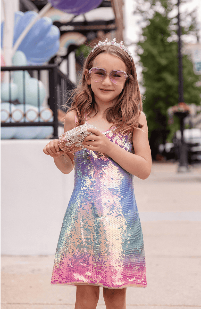 Lola + The Boys Rainbow Sunset Gem Dress, Alternate, color, Pink