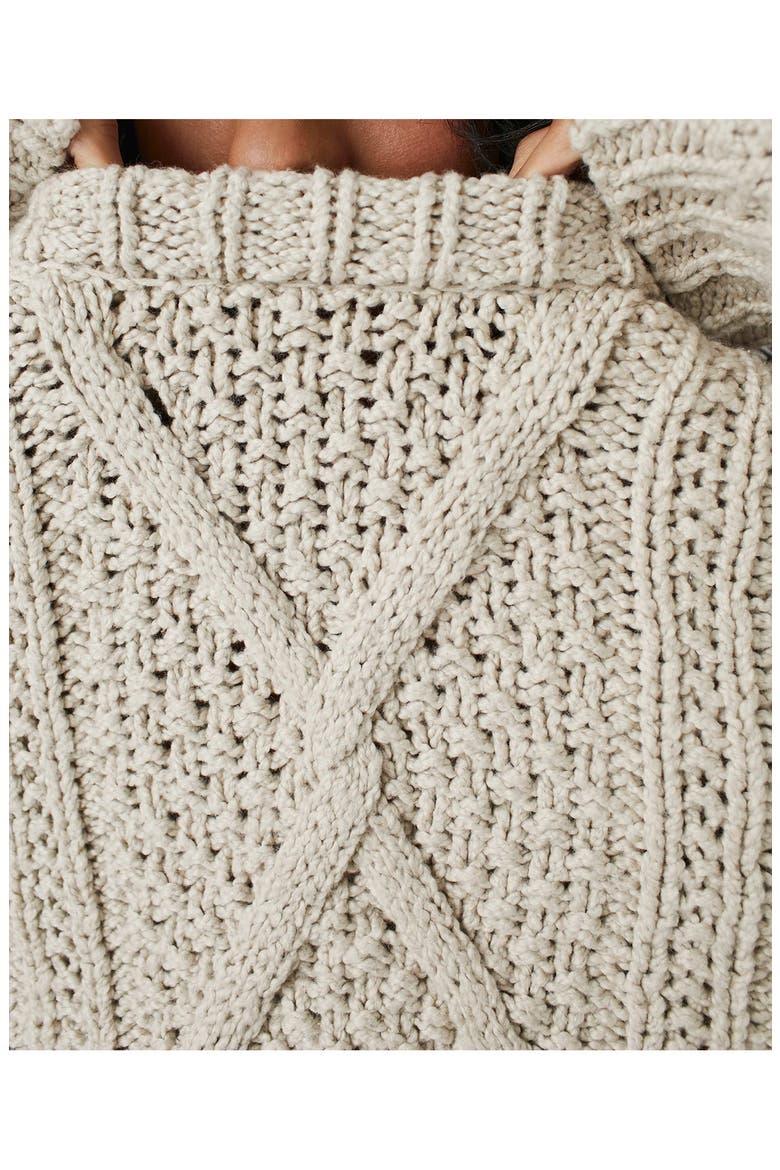 Cutting Edge Cotton Cable Sweater, Alternate, color, SILVER FEATHER