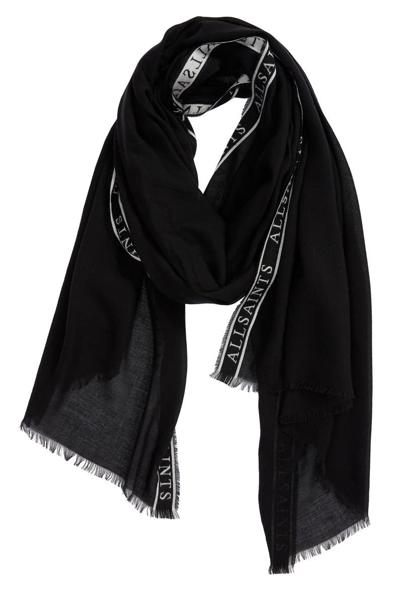Woven Modal & Cotton Scarf, Alternate, color, BLACK