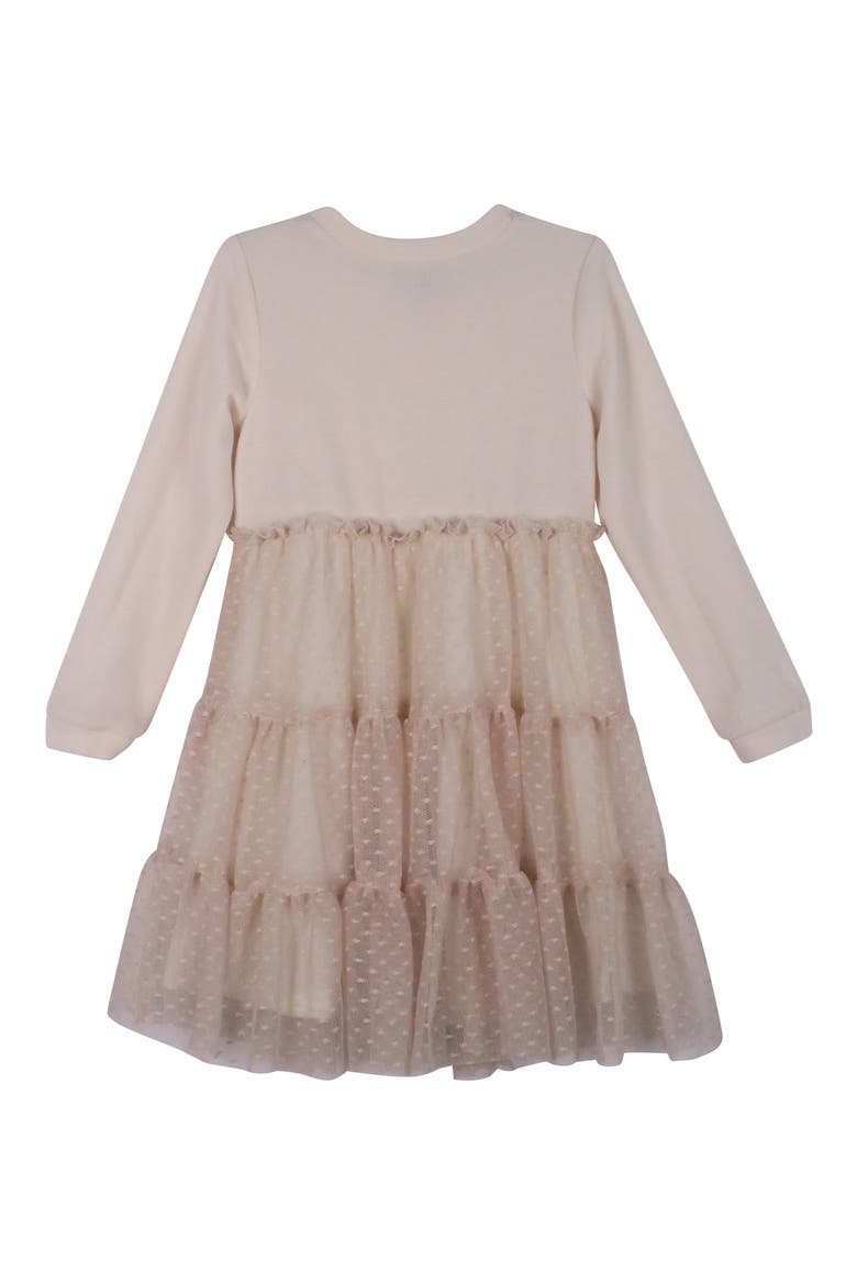 Kids' Long Sleeve Tulle Twofer Dress, Alternate, color, IVORY GOLD
