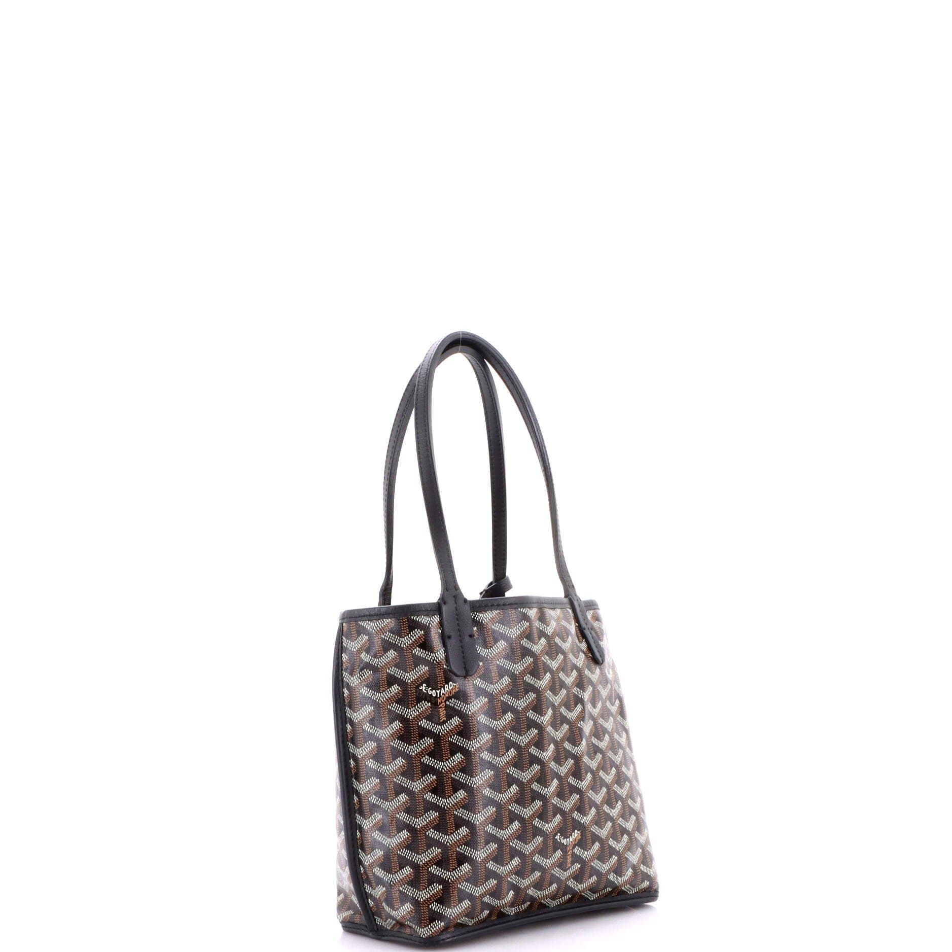 Pre-Owned Goyard Anjou Reversible Tote Coated Canvas Mini, Alternate, color, Black