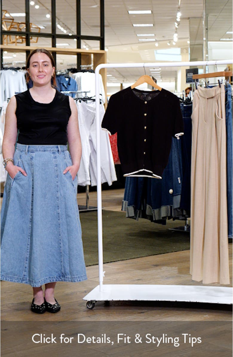 Dina Tipped Short Sleeve Cotton Blend Cardigan, sales video thumbnail