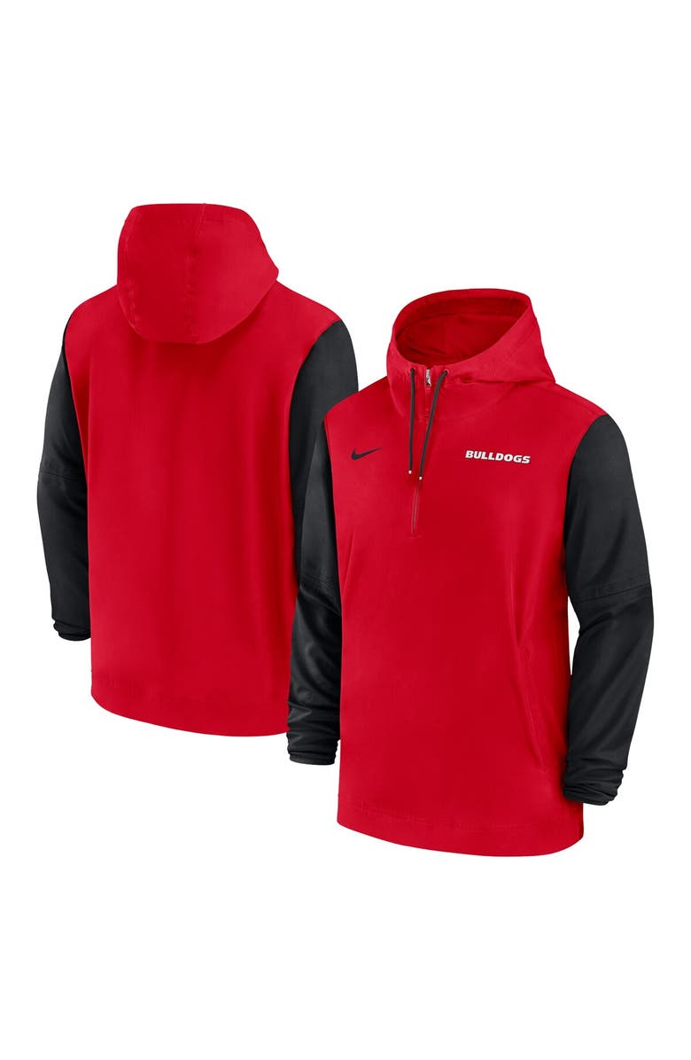 Nike Men's Nike Red Georgia Bulldogs 2024 Sideline Pregame Player Half-Zip Hoodie, Main, color, Red
