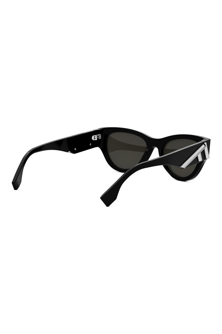 'Fendi First 53mm Cat Eye Sunglasses, Alternate, color, SHINY BLACK / SMOKE