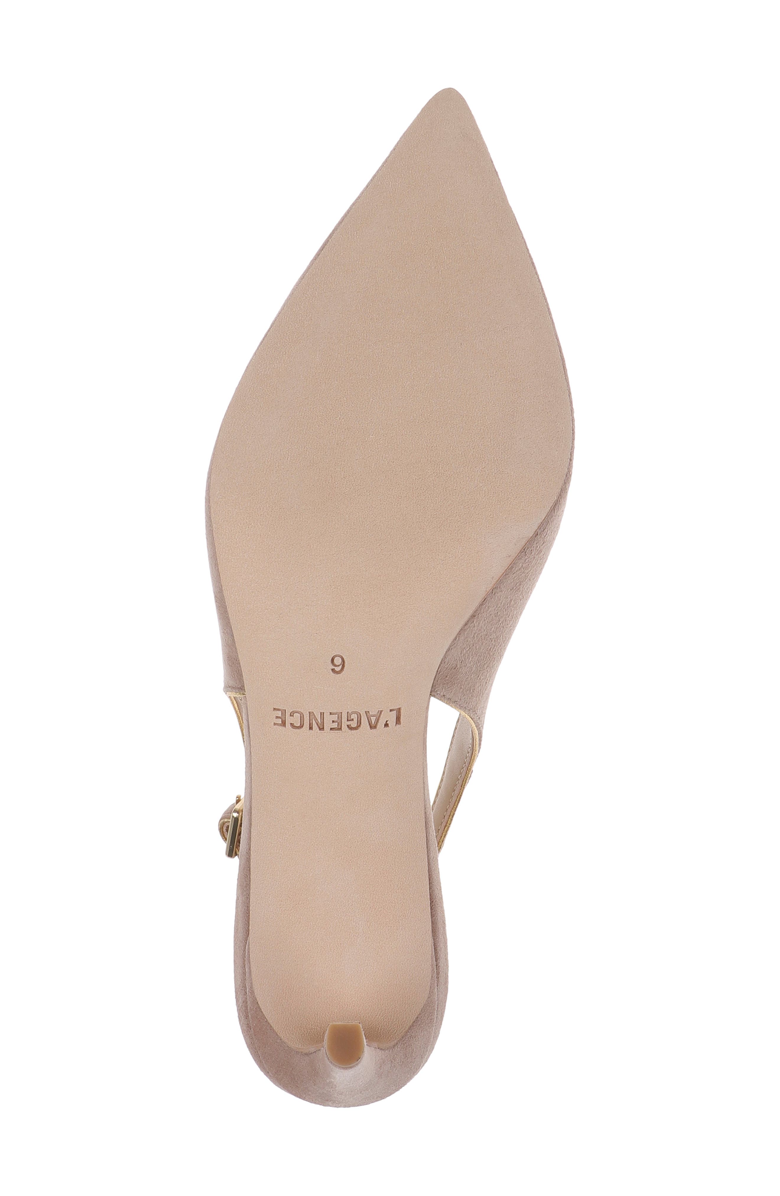 L'AGENCE Vichy II Leather Trimmed Pointed Toe Slingback Pump, Alternate, color, Cappuccino Suede