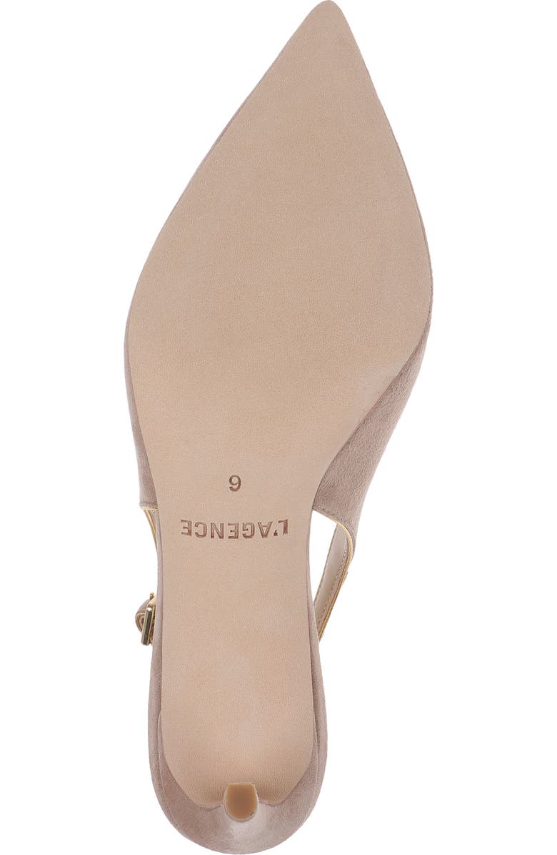 L'AGENCE Vichy II Leather Trimmed Pointed Toe Slingback Pump, Alternate, color, Cappuccino Suede
