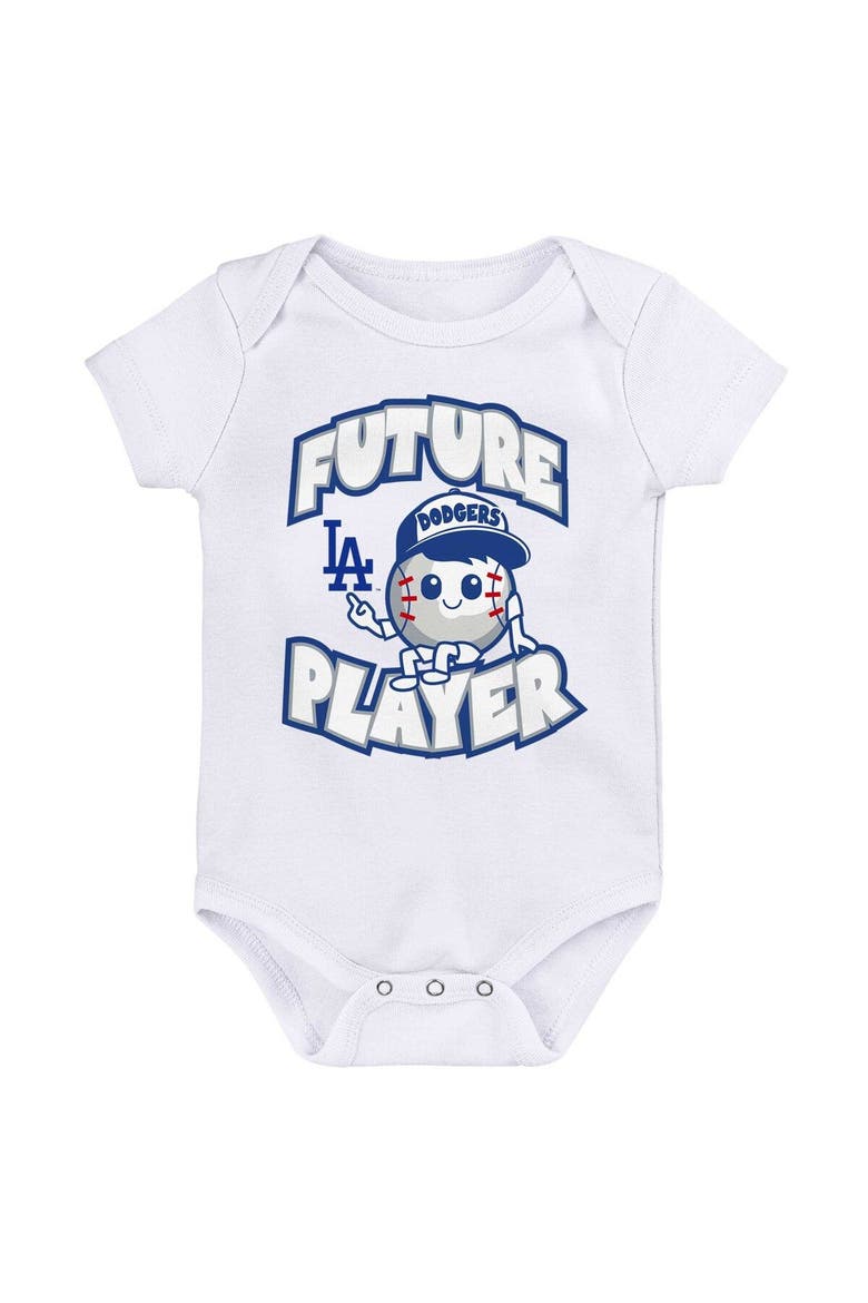 Infant Royal/White/White Los Angeles Dodgers Minor League Player Three-Pack Bodysuit Set, Alternate, color, White