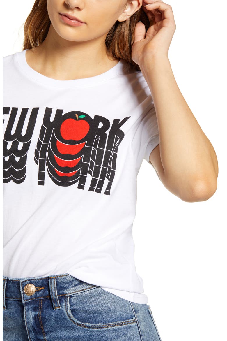 New York Apple Graphic Tee, Alternate, color, WHITE