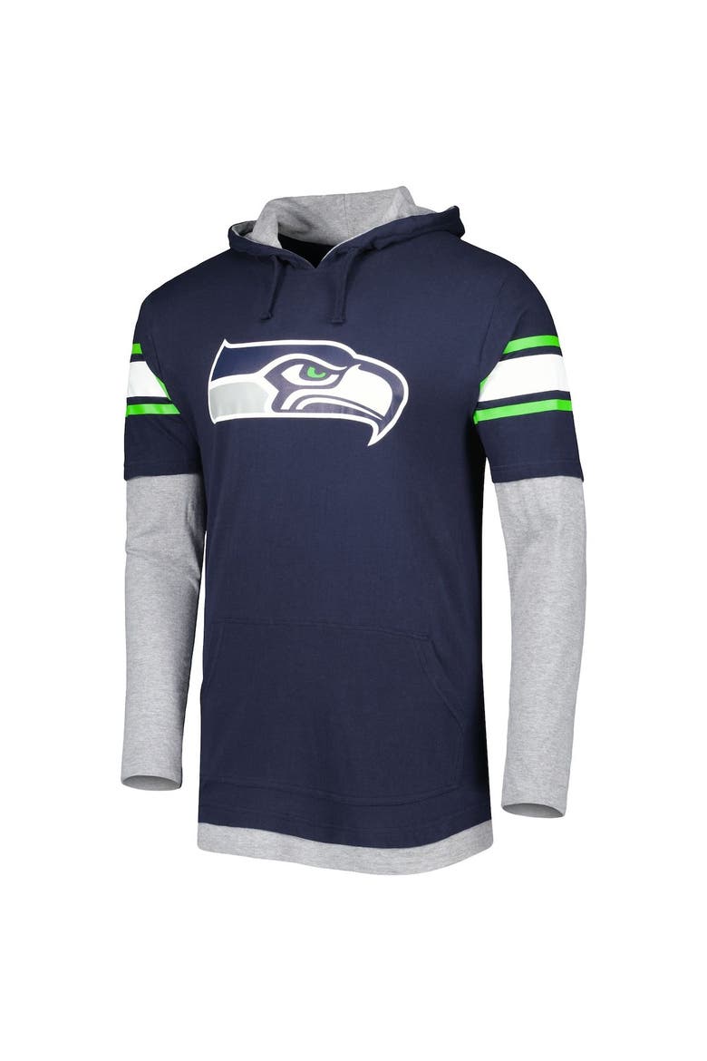 Men's New Era College Navy Seattle Seahawks Long Sleeve Hoodie T-Shirt, Alternate, color, Navy