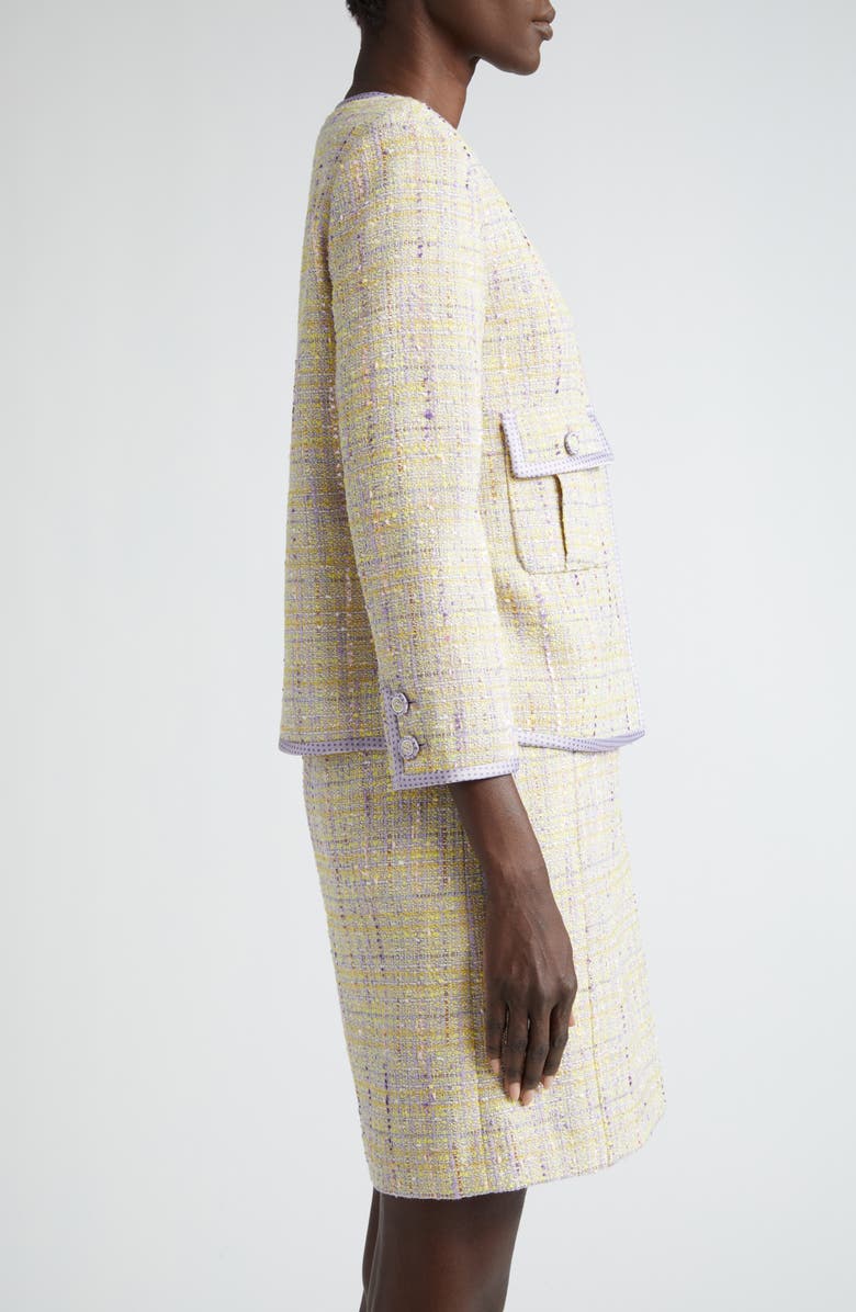 St. John Collection Metallic Slub Tweed Jacket, Alternate, color,