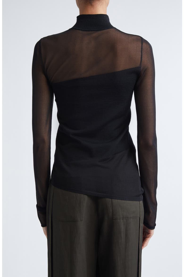 Sheer Inset Merino Wool Turtleneck Sweater, Alternate, color, BLACK/ BLACK